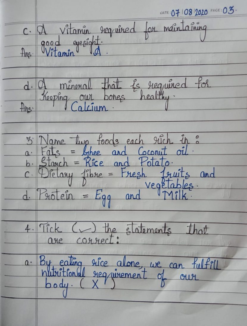 6th std of Food Notes. IMMANUEL